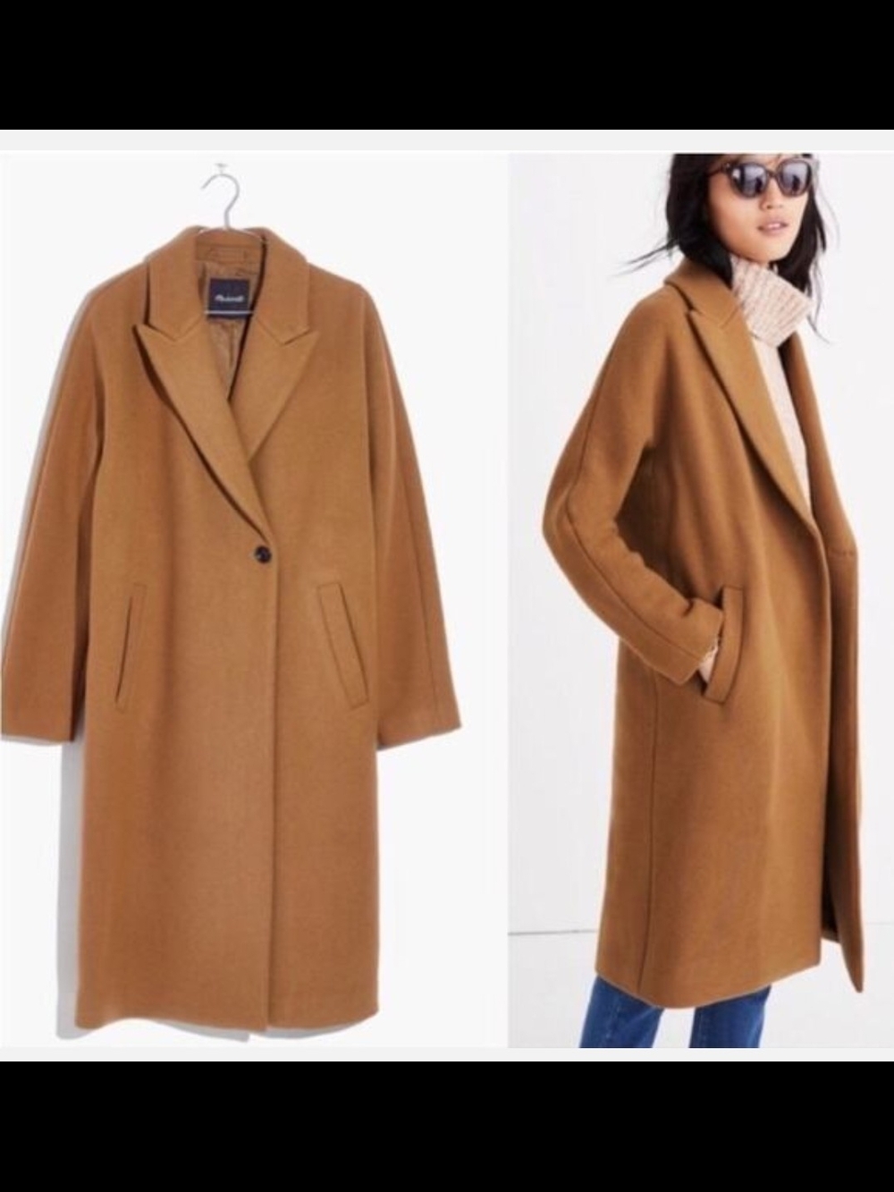 Madewell Camel Brown Wool Coat